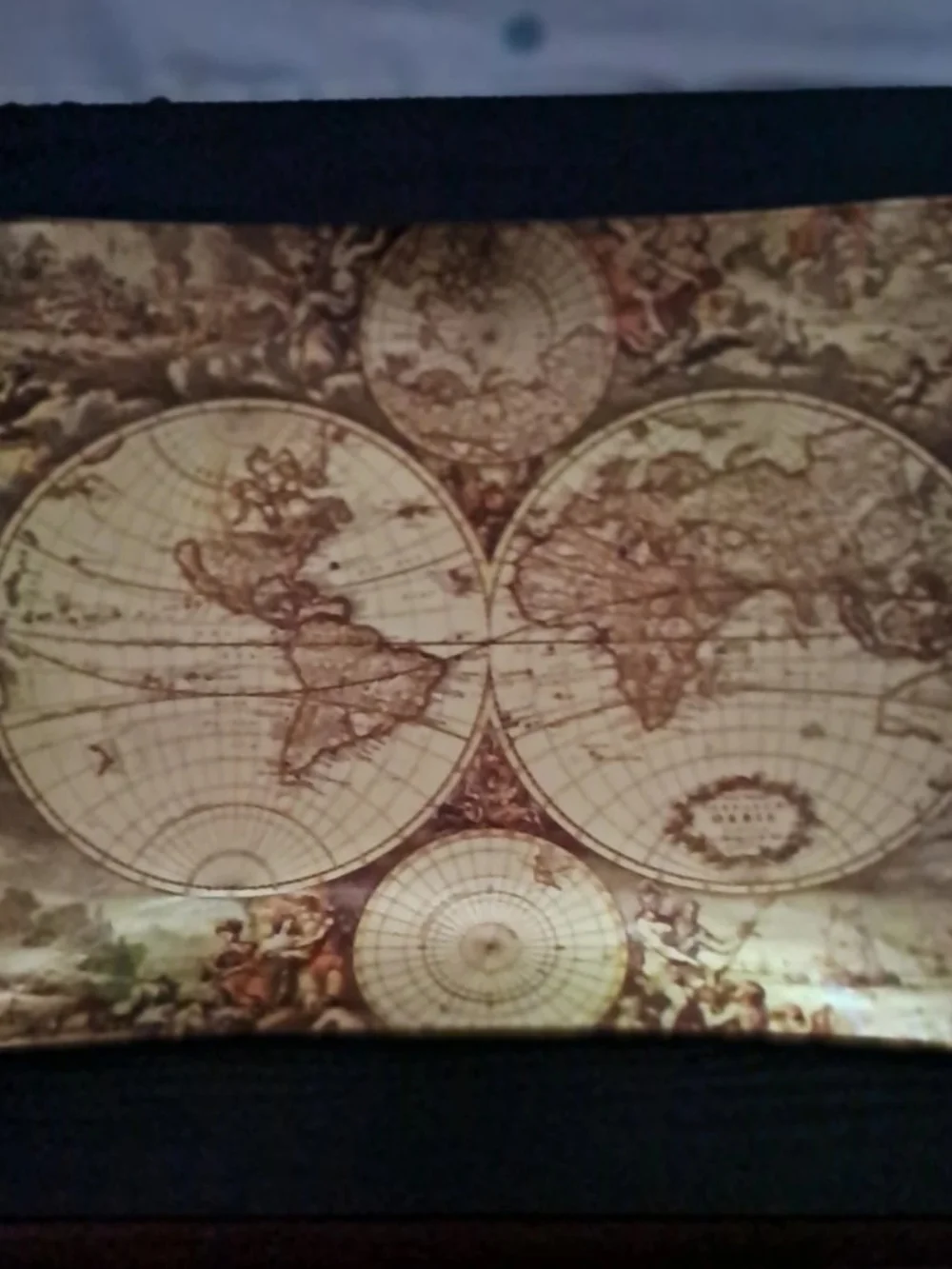 Antique World Map Tapestry in Brown and Cream - Classic Wall Decor